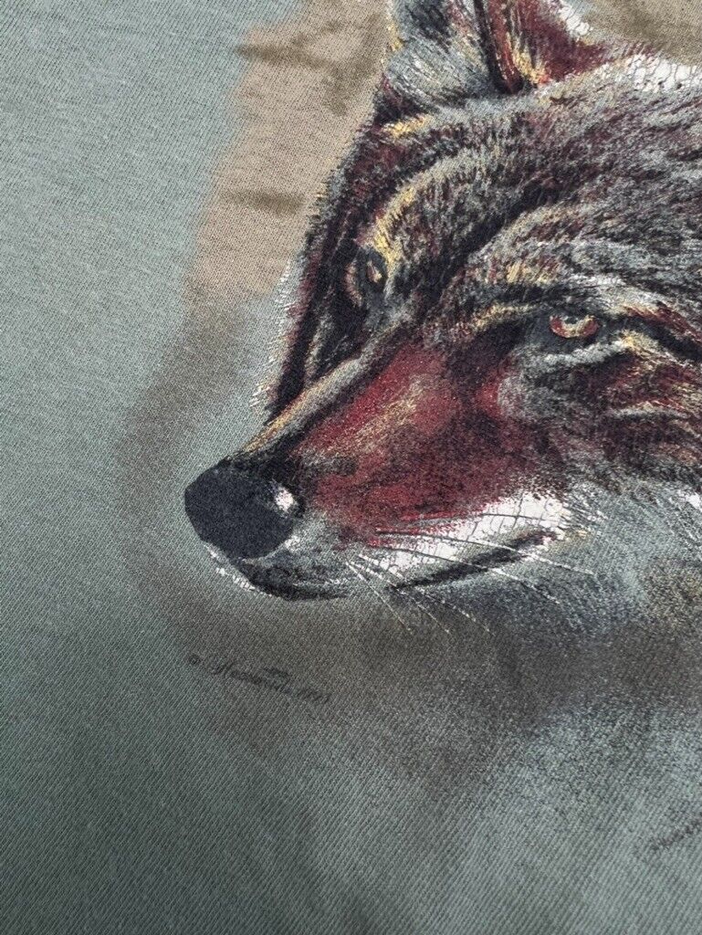 Vintage 1993 Wolf Pack Wilderness Nature Wrap Around Graphic T-Shirt Size 2XL