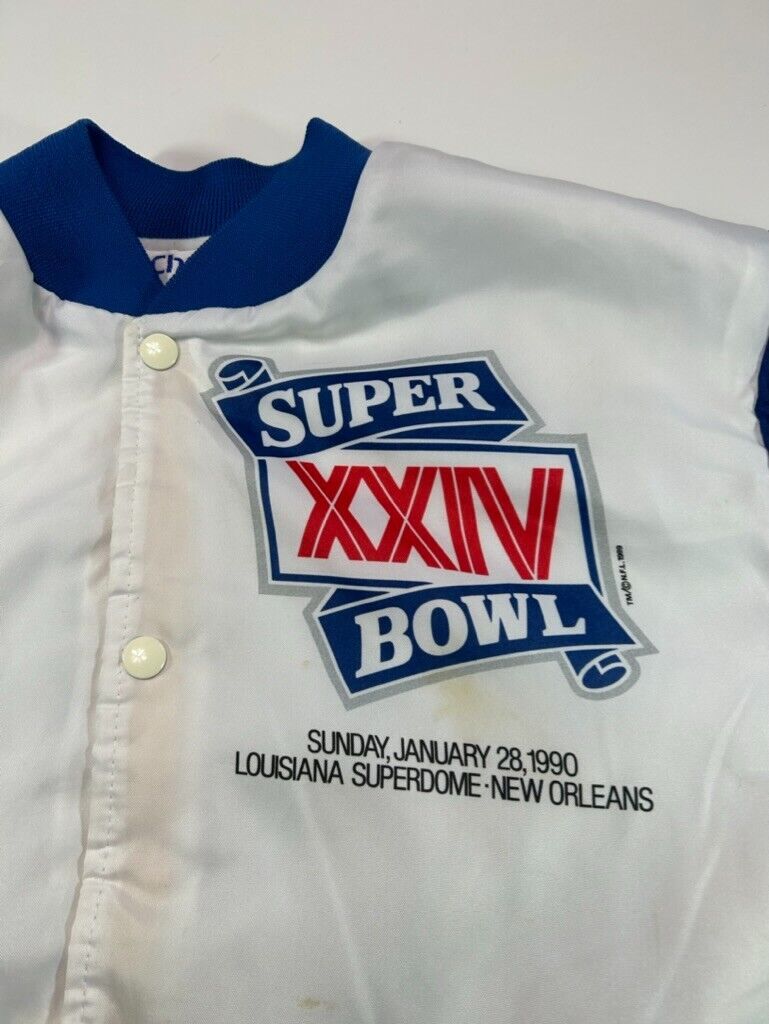 Vintage 1990 Super Bowl XXIV NFL Chalk Line Fanimation Bomber Jacket Size Large