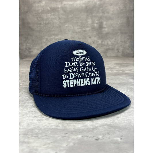 VTG 80s Stephens Auto Dont Let Your Kids Drive Chevys Trucker Snapback Hat OSFA
