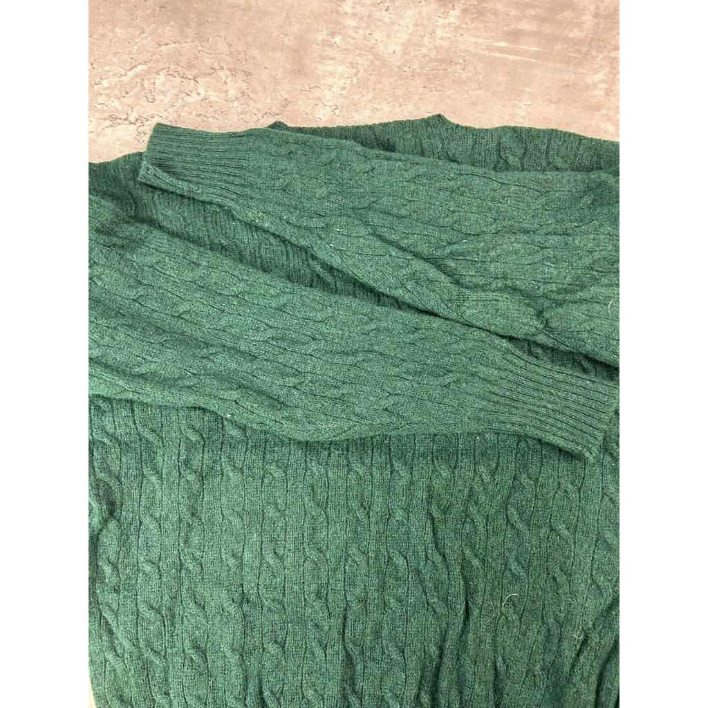 Vintage 90s Polo Ralph Lauren Pullover Cable Knit Sweater Size Large Green