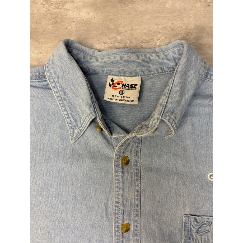 Vintage Dale Earnhardt #3 Nascar Embroidered Denim Button Up Shirt Size XL