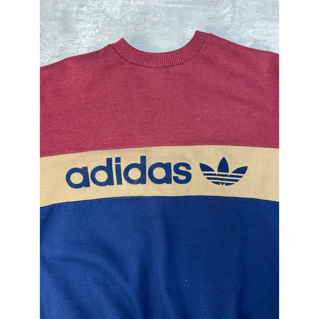 Vintage 80s Womens Adidas Graphic Trefoil Crewneck Sweatshirt Size Small