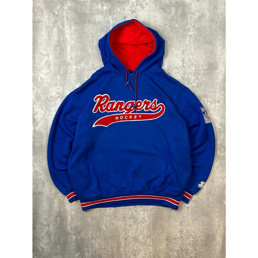 Vintage 90s New York Rangers NHL Starter Tailsweep Hooded Sweatshirt Size XL