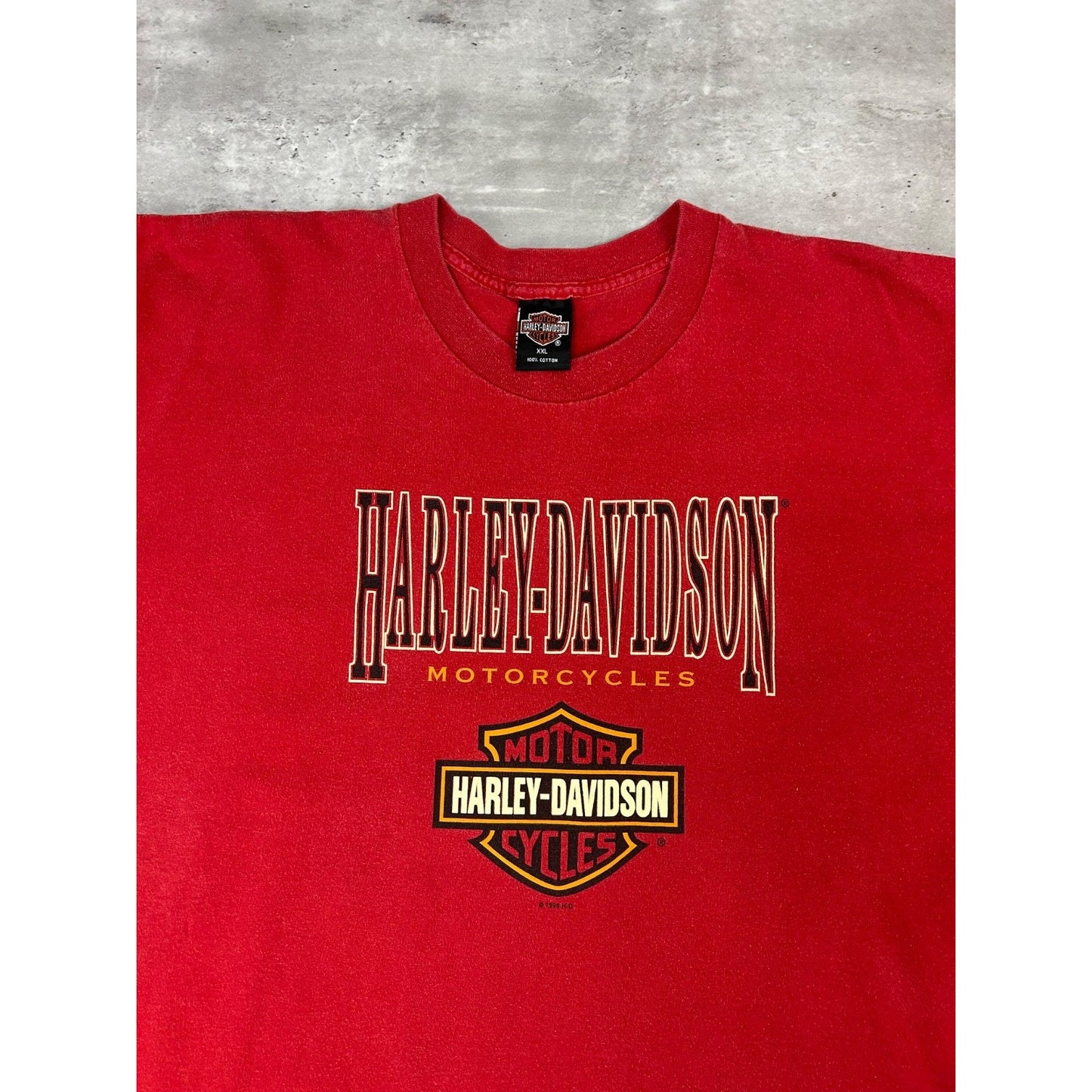 Vintage 1996 Harley Davidson Graphic Spellout Logo T-Shirt Size 2XL Red
