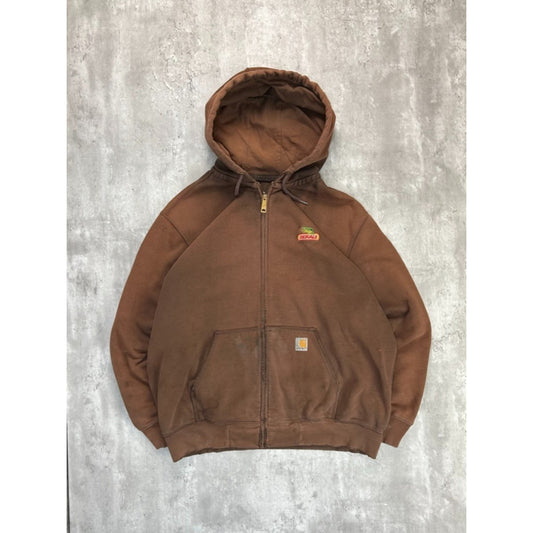 Vintage Carhartt Full Zip Hooded Workwear Sweatshirt Size XL Brown