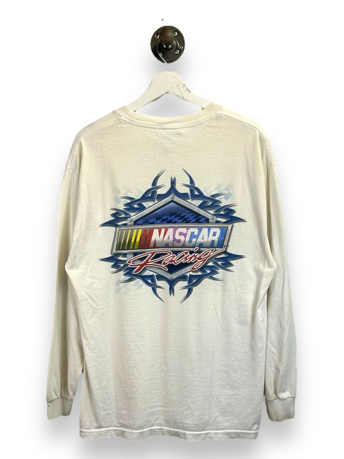 Vintage Nascar Racing Graphic Spellout Long Sleeve T-Shirt Size Large