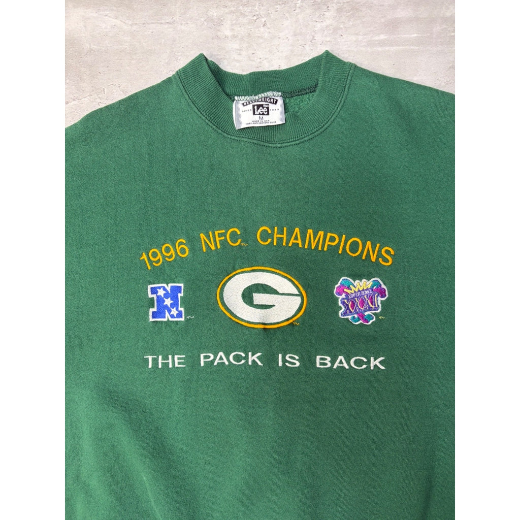 Vintage 1996 Green Bay Packers NFL NFC Champs Embroidered Sweatshirt Size Medium