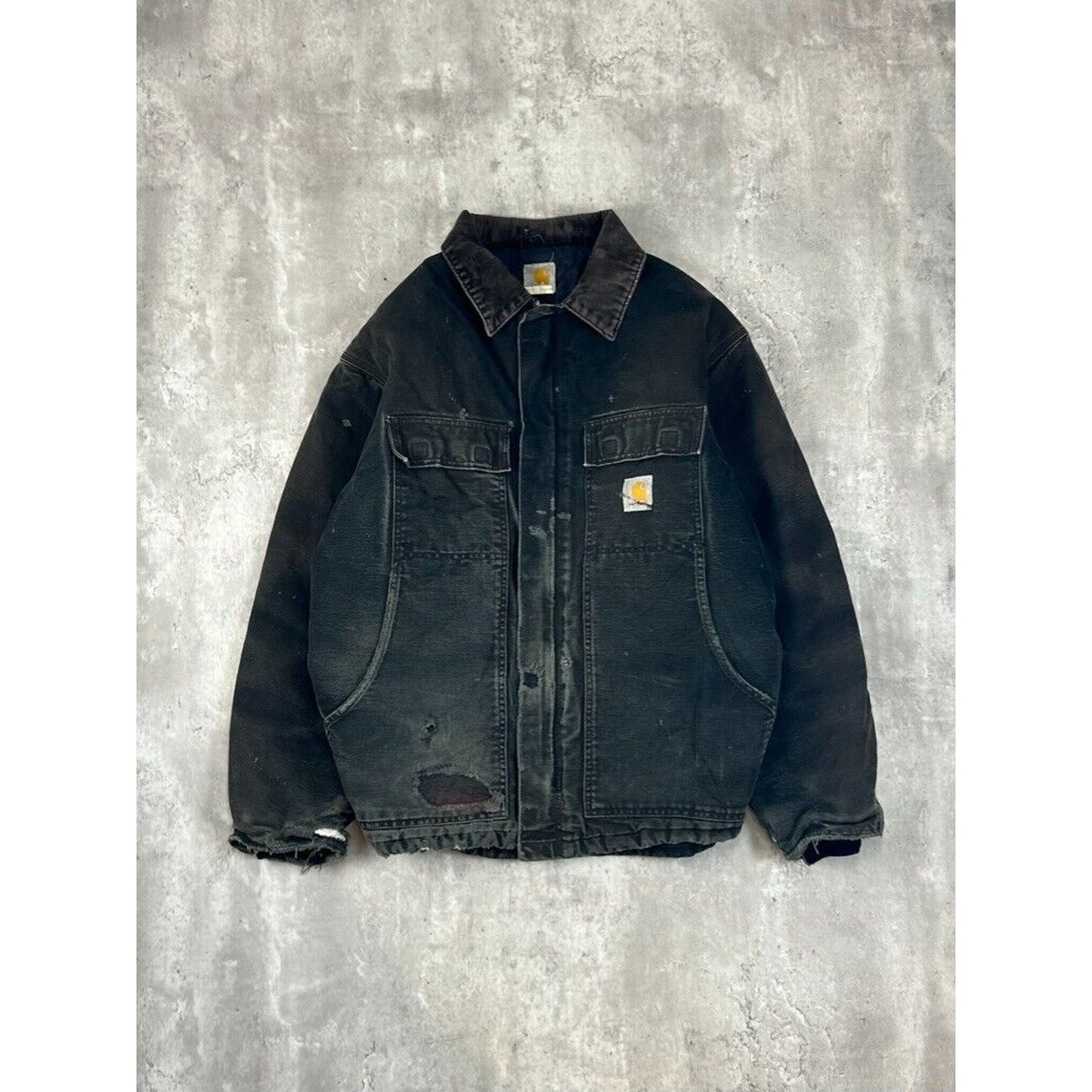 Vintage Carhartt Quilted Lined Canvas Workwear Arctic Jacket Size XXL Black