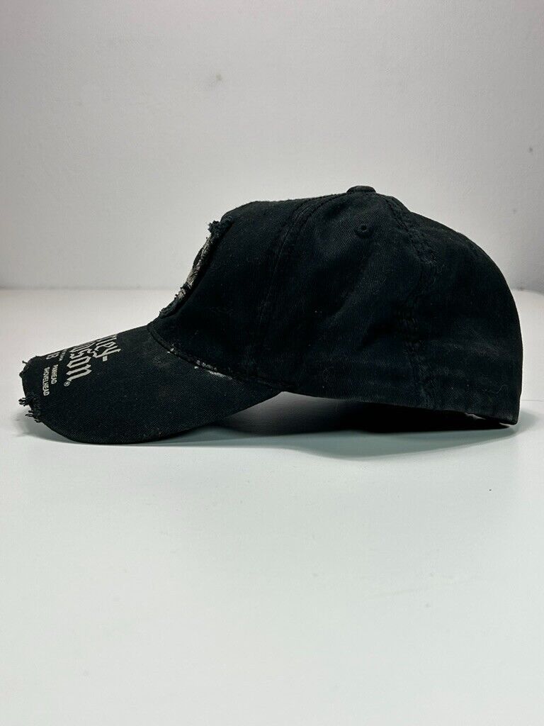 Harley Davidson Embroidered Skull Distressed Fitted Hat Size Medium