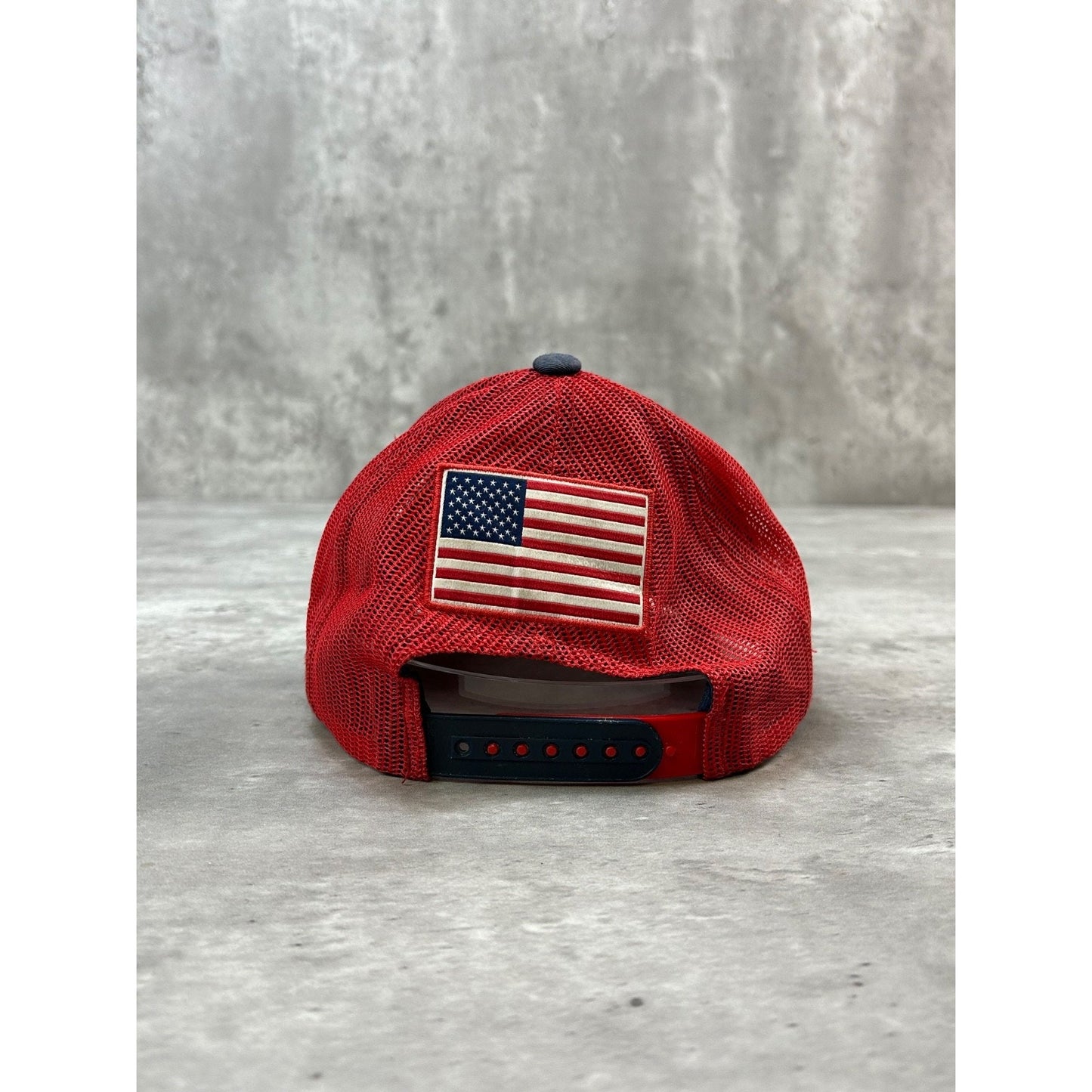 Vintage CCM Embroidered Spellout AMerican Flag Trucker Snapback Hat OSFA