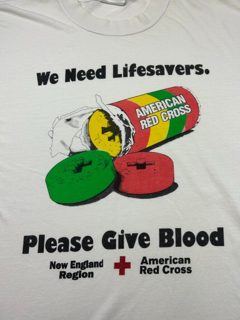 Vintage American Red Cross We Need Lifesavers T-Shirt Size 2XL White