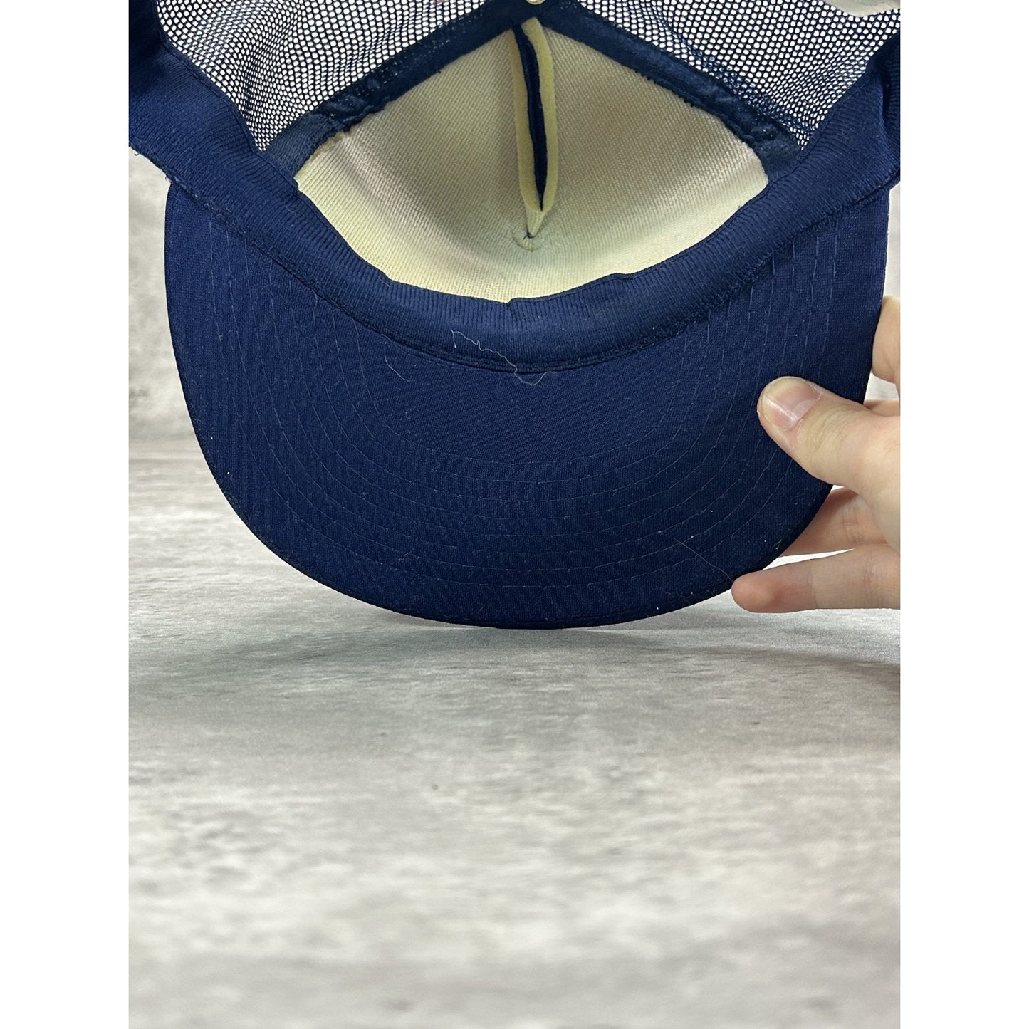 Vintage 80s SDNGEA Brookings Graphic Logo Trucker Snapback Hat OSFA Blue