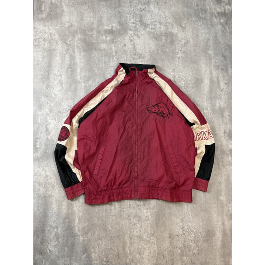 Vintage 90s Arkansas Razorbacks NCAA Embroidered Logo Windbreaker Jacket Size XL