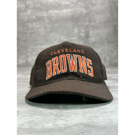 Vintage 90s Cleveland Browns NFL Starter Arc Spellout Wool Snapback Hat OSFA