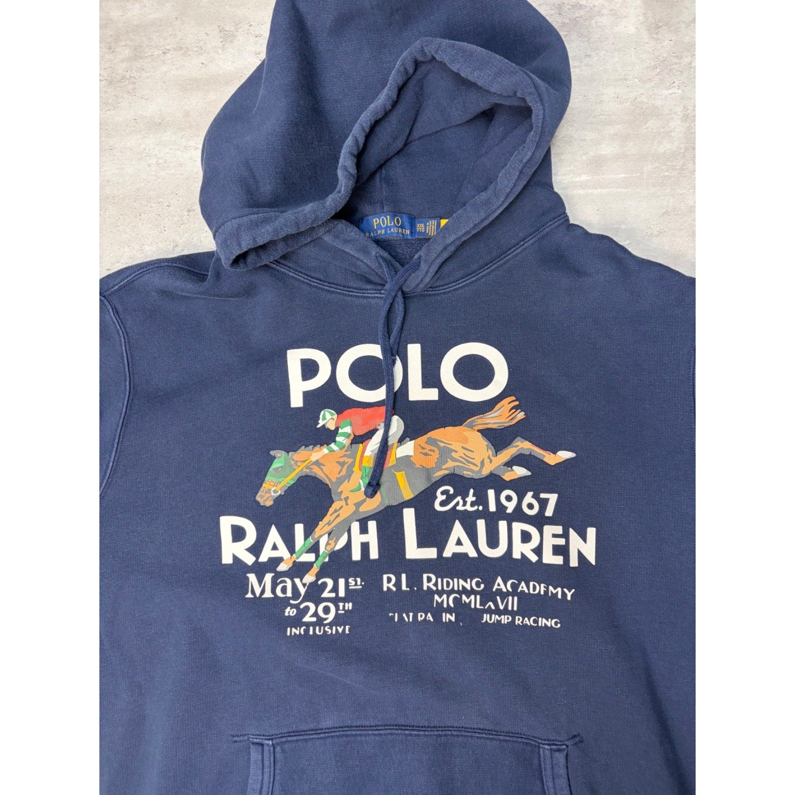 Polo Ralph Lauren Pony Graphic Spellout Pullover Hooded Sweatshirt Size 2XL