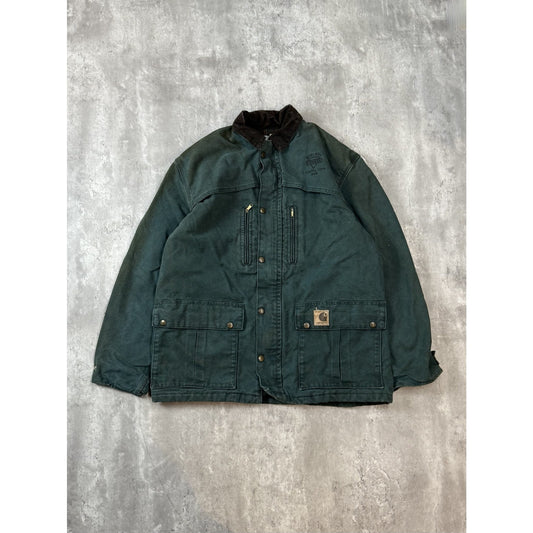 Vintage Carhartt Quilted Lined Canvas Workwear Full Zip Chore Jacket Size Medium