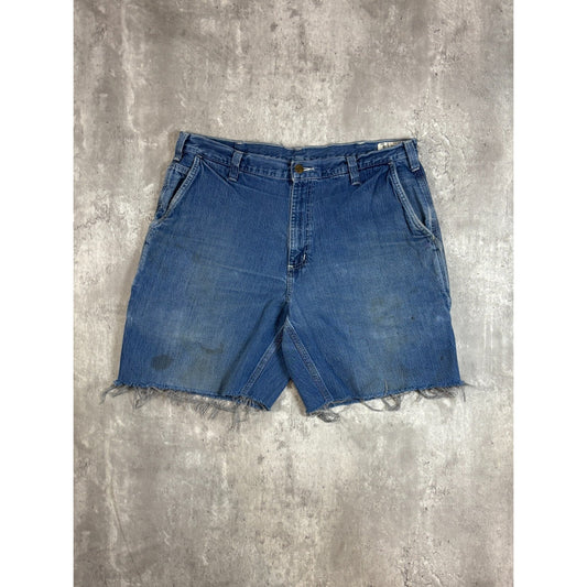 Vintage Carhartt Medium Wash Denim Workwear Carpenter Shorts Size 36 Blue