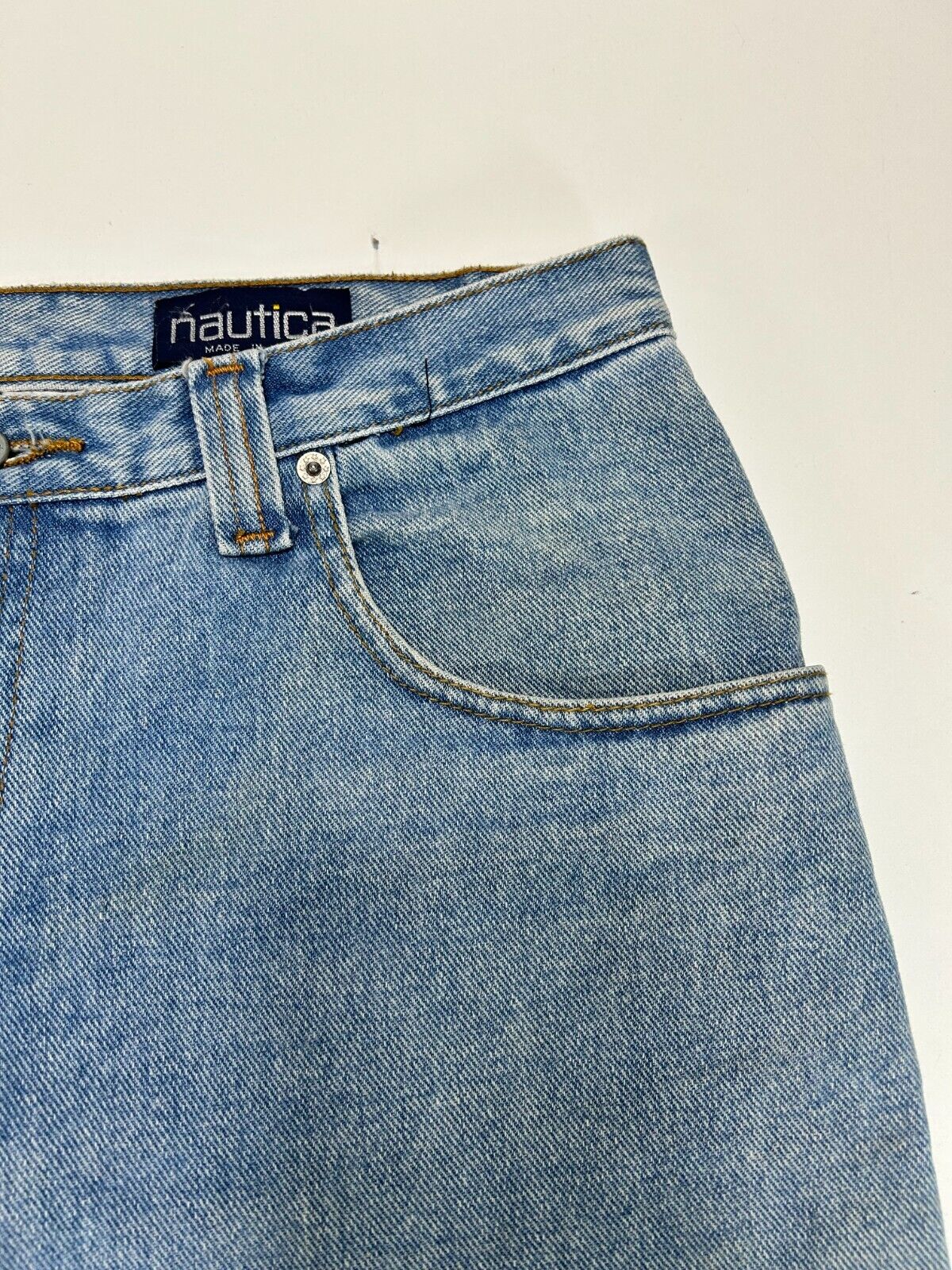 Vintage Nautica Jeans Light Wash Denim Carpenter Pants Size 35W Blue