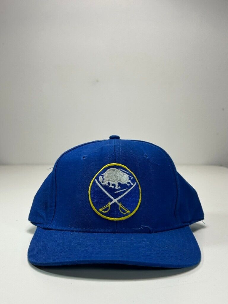 Vintage 90s Buffalo Sabres NHL Embroidered Patch Hockey Snapback Hat OSFA