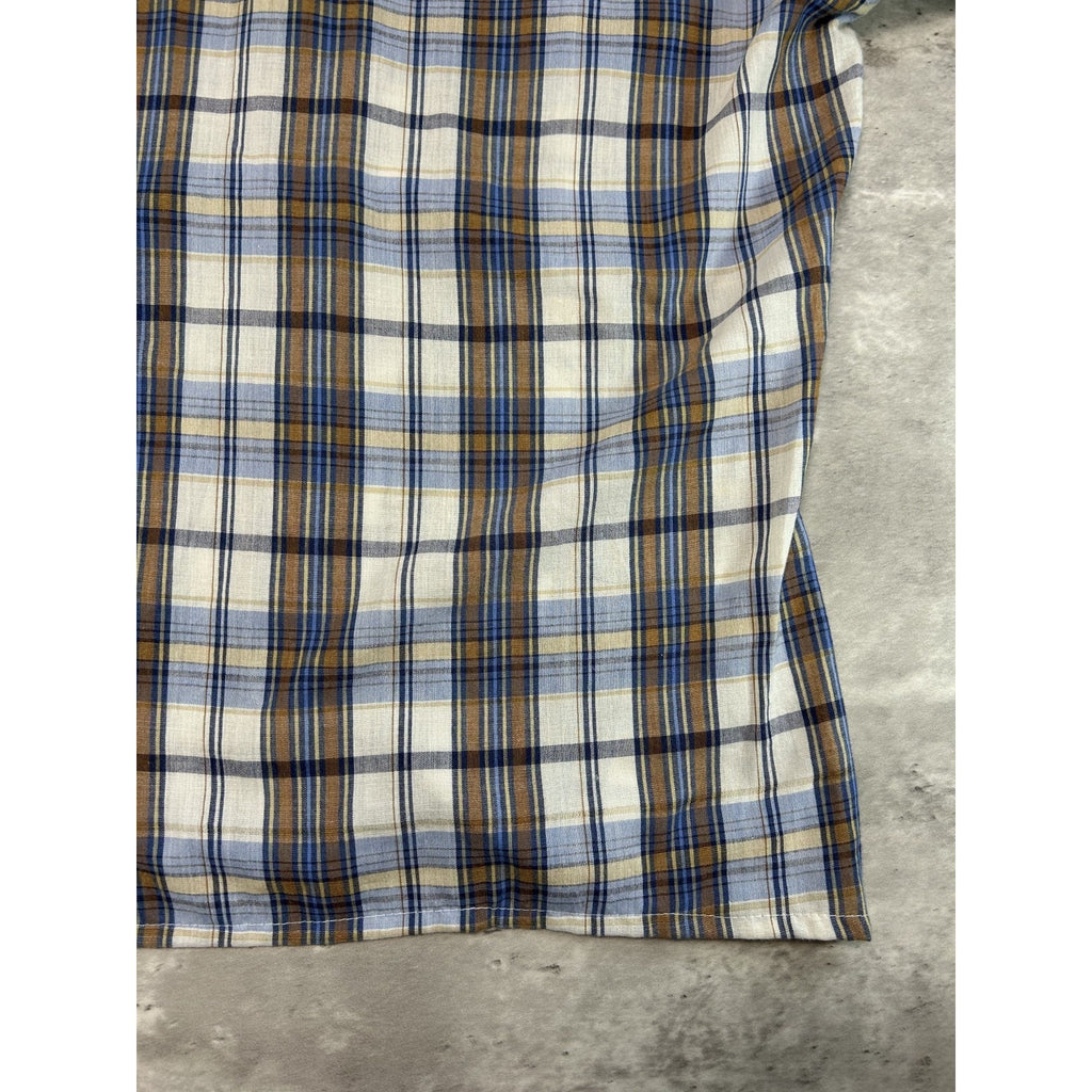Vintage 1970s/80s JCPenny Plaid Print Reworked Cropped Button Up Shirt Sz Medium
