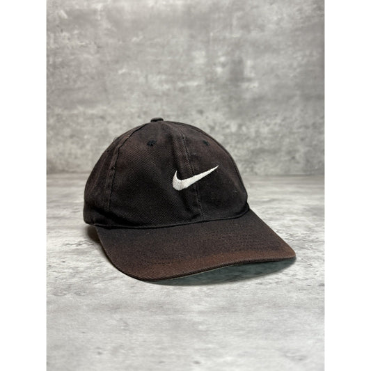 Vintage 90s Nike Embroidered Swoosh Strapback Hat OSFA Black/White