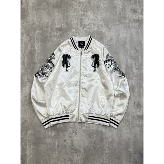 Vintage Y2K Rocawear Embroidered Dragon Satin Bomber Jacket Size Large