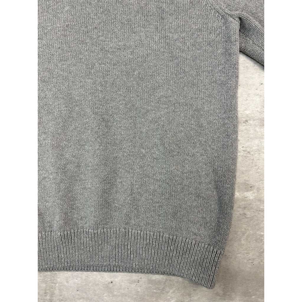 Vintage Chaps Embroidered Crest Pullover Ribbed Knit Sweater Size XL Gray
