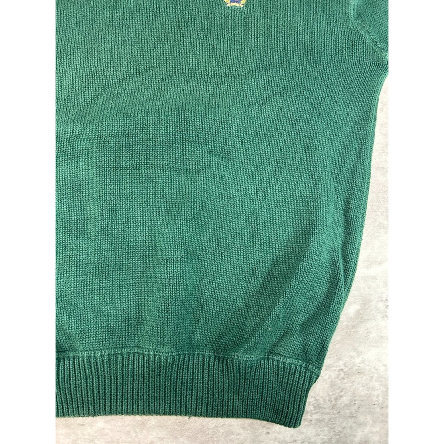 Vintage Tommy Hilfiger Embroidered Crest Pullover Sweater Size Large Green