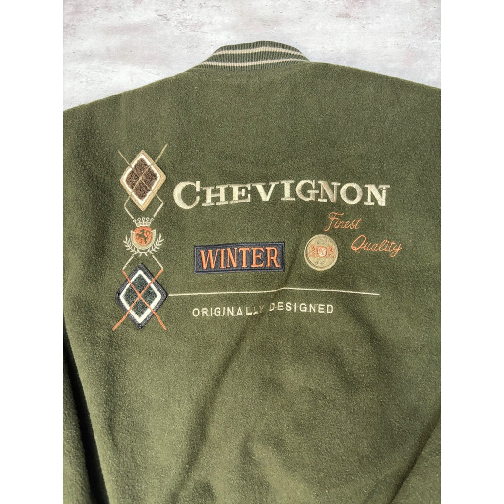 Vintage 90s Chevignon Winter Embroidered Spellout Varsity Bomber Jacket Size XL