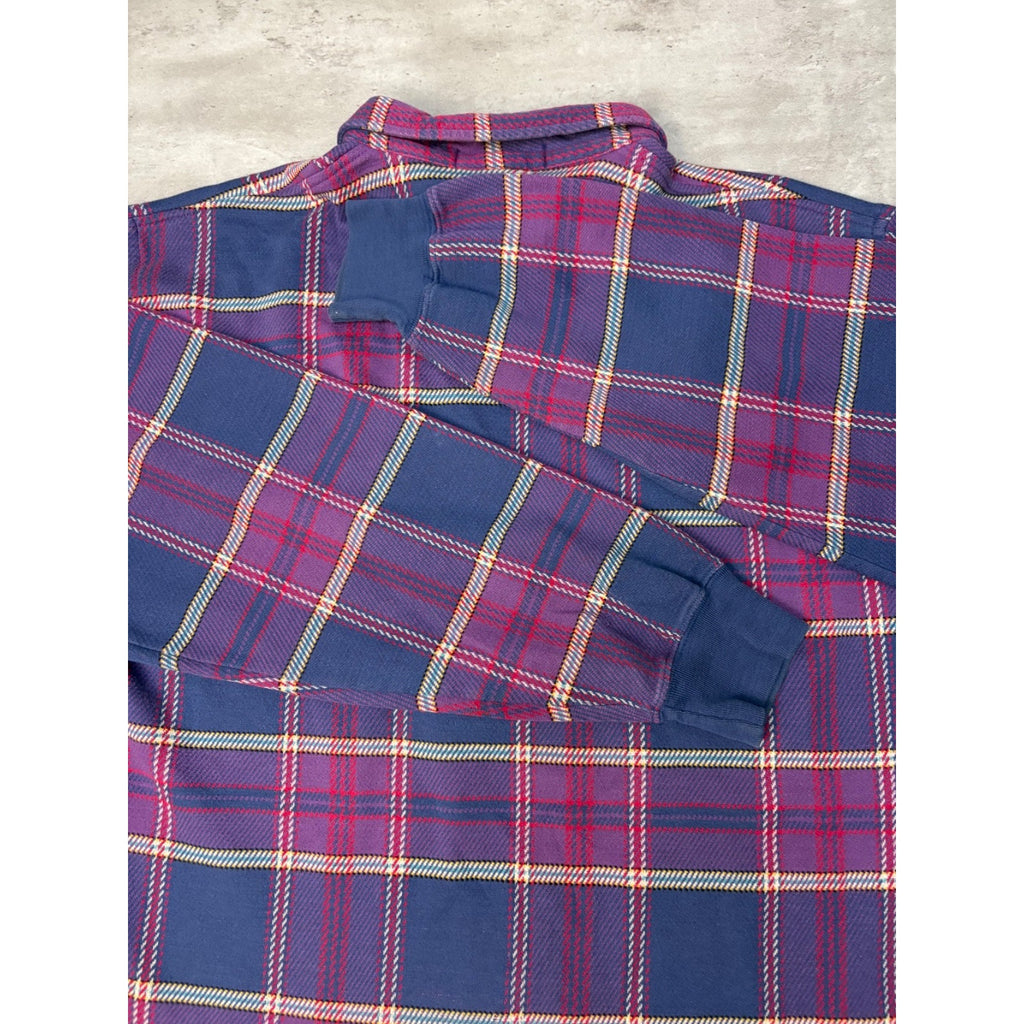 Vintage Polo Ralph Lauren Plaid 1/2 Zip Collared Crewneck Sweatshirt Size Large