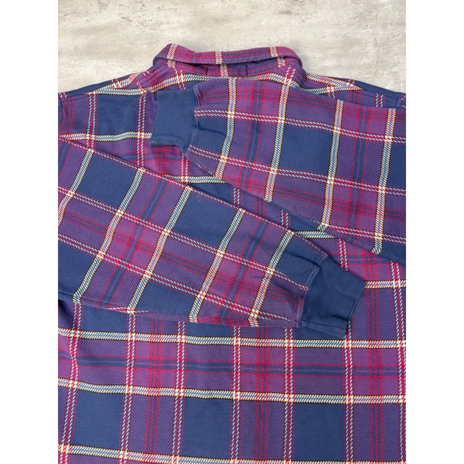 Vintage Polo Ralph Lauren Plaid 1/2 Zip Collared Crewneck Sweatshirt Size Large