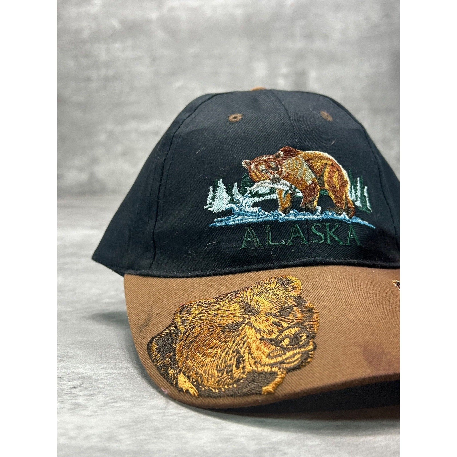 Vintage 90s Alaska Embroidered Bear Graphic Destination Strapback Hat OSFA