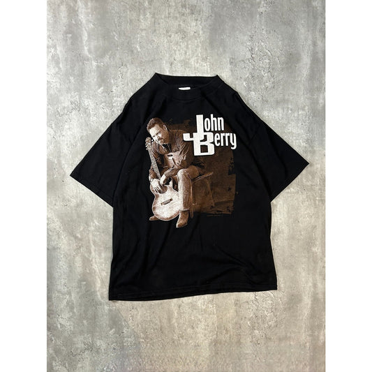 Vintage 90s John Barry Country Music Portrait Graphic T-Shirt Size XL Black