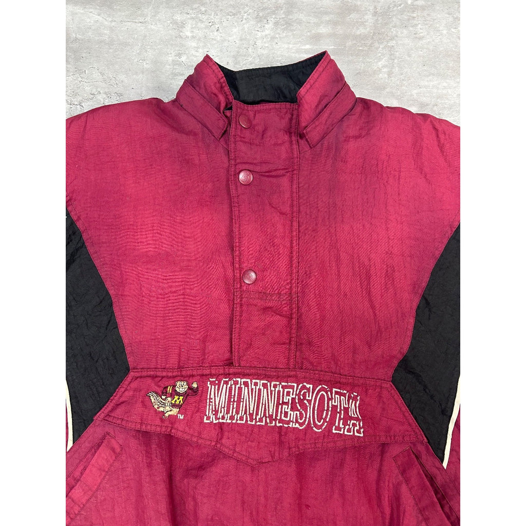 Vintage 90s Minnesota Gophers NCAA Insulated 1/2 Zip Starter Jacket Size Large