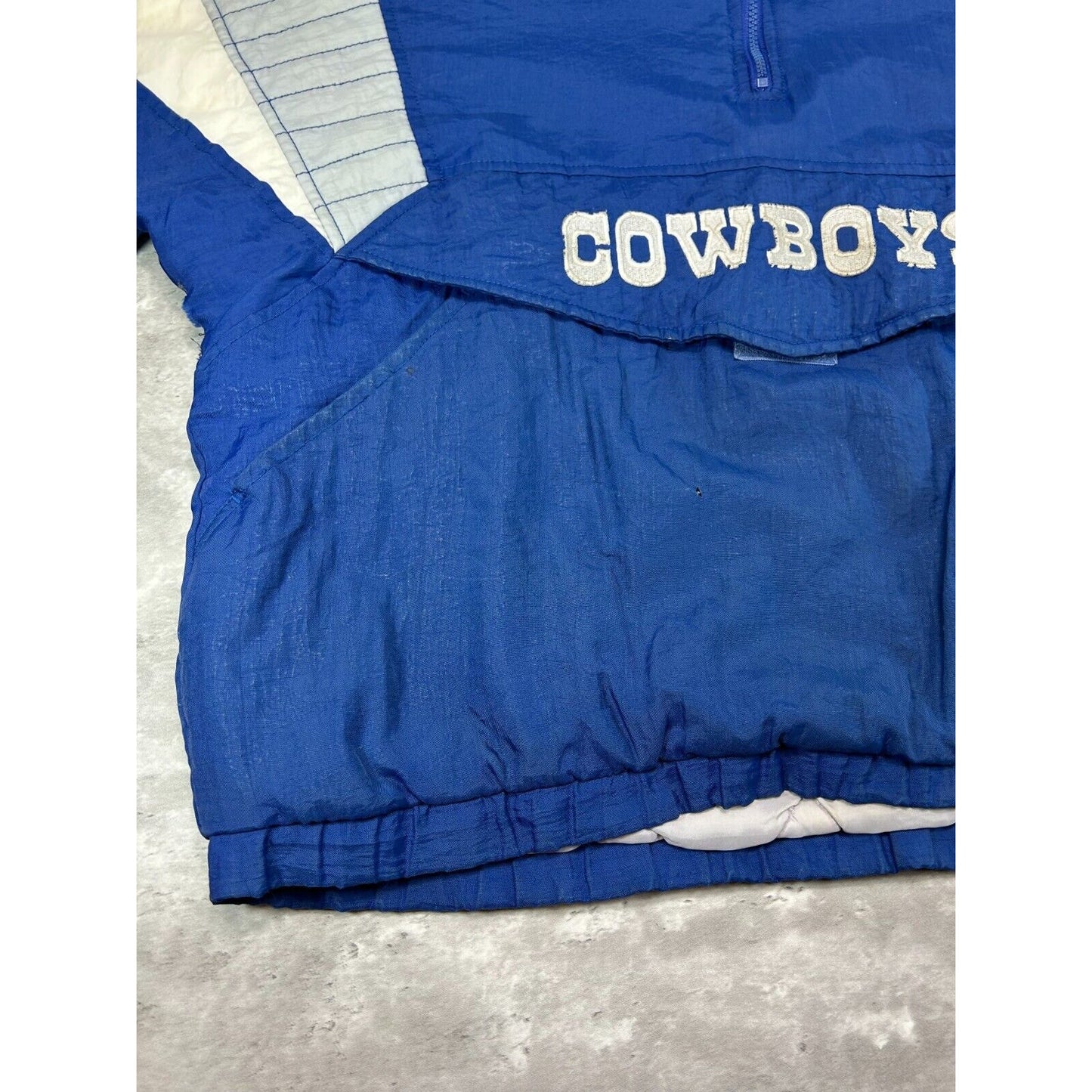 Vintage Dallas Cowboys NFL Insulated Starter 1/2 Zip Hooded Jacket Size Large