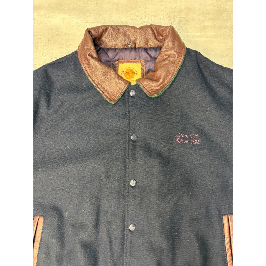 Vintage 90s Hard Rock Cafe Niagara Falls Varsity Style Bomber Jacket Size XL