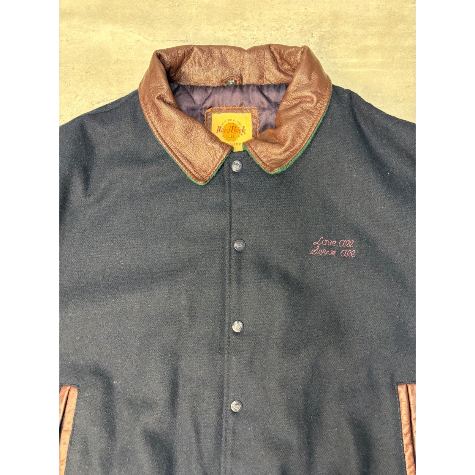 Vintage 90s Hard Rock Cafe Niagara Falls Varsity Style Bomber Jacket Size XL