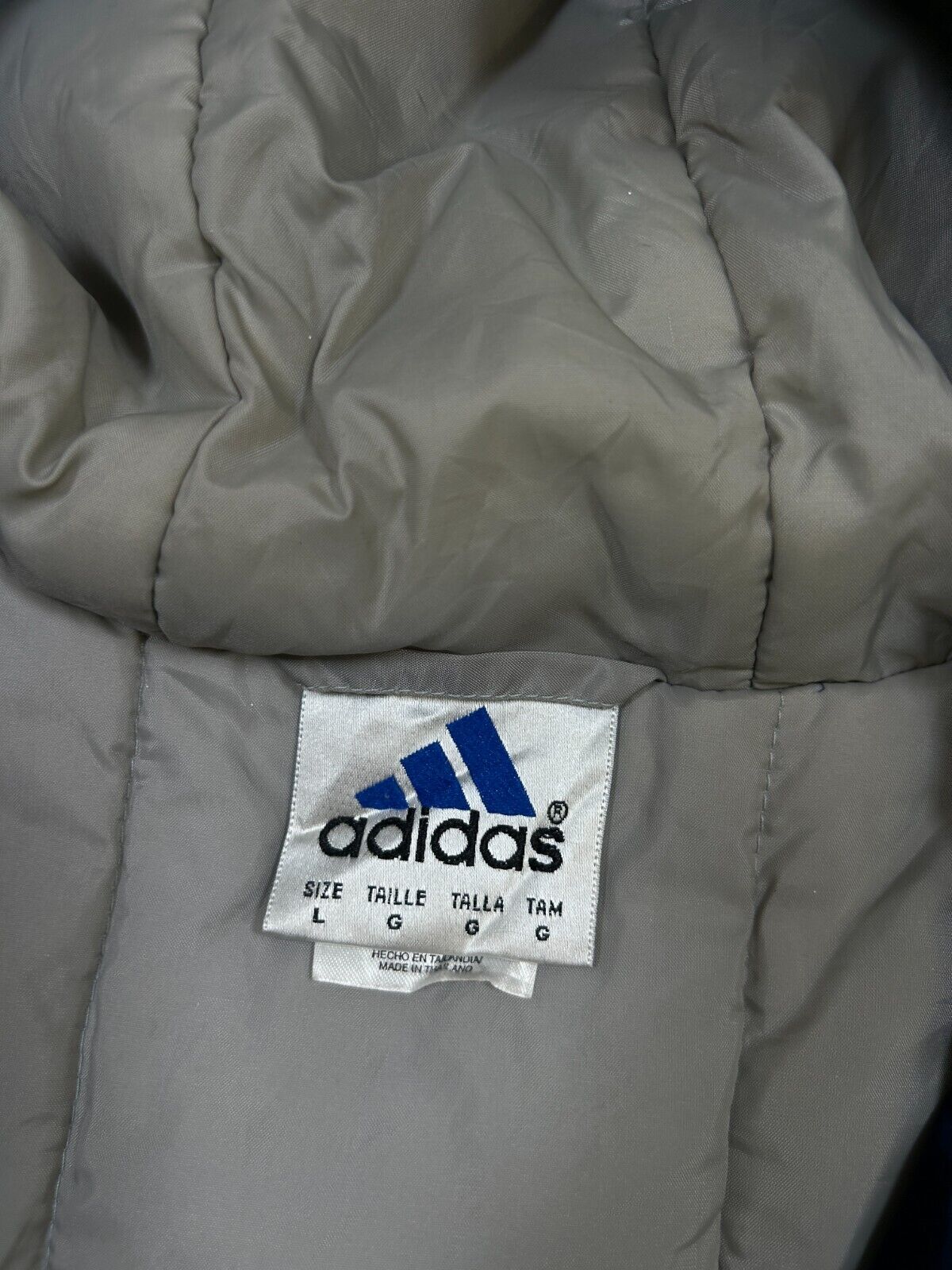 Vintage 90s Adidas Insulated Nylon Long Coaches Embroidered Jacket Size Large