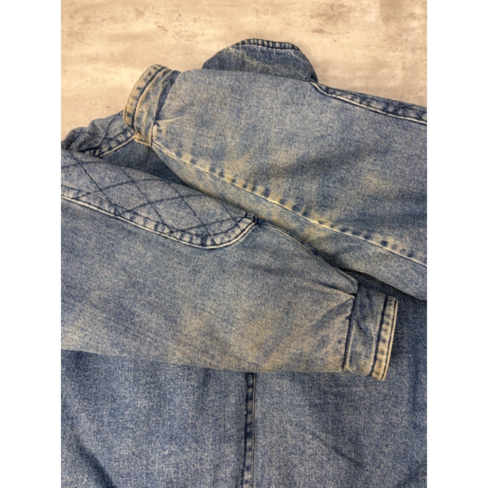 Vintage Todays News Medium Wash Denim Insulated Bomber Jacket Size Medium