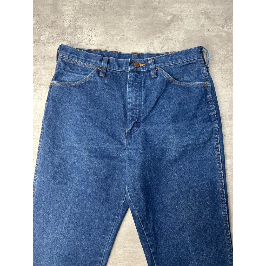 Vintage 80s Wrangler Western Style Dark Wash Denim Pants Size 32