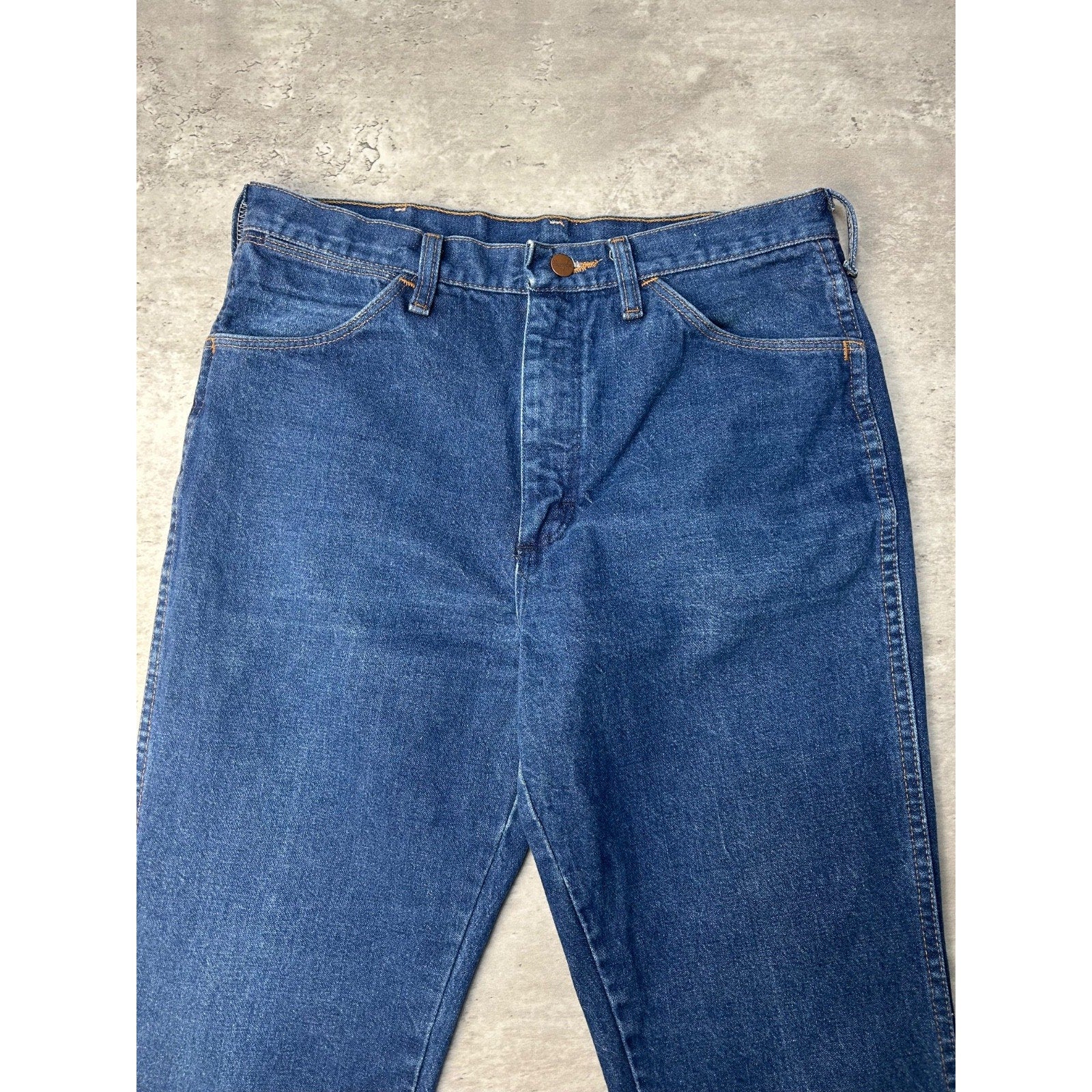 Vintage 80s Wrangler Western Style Dark Wash Denim Pants Size 32