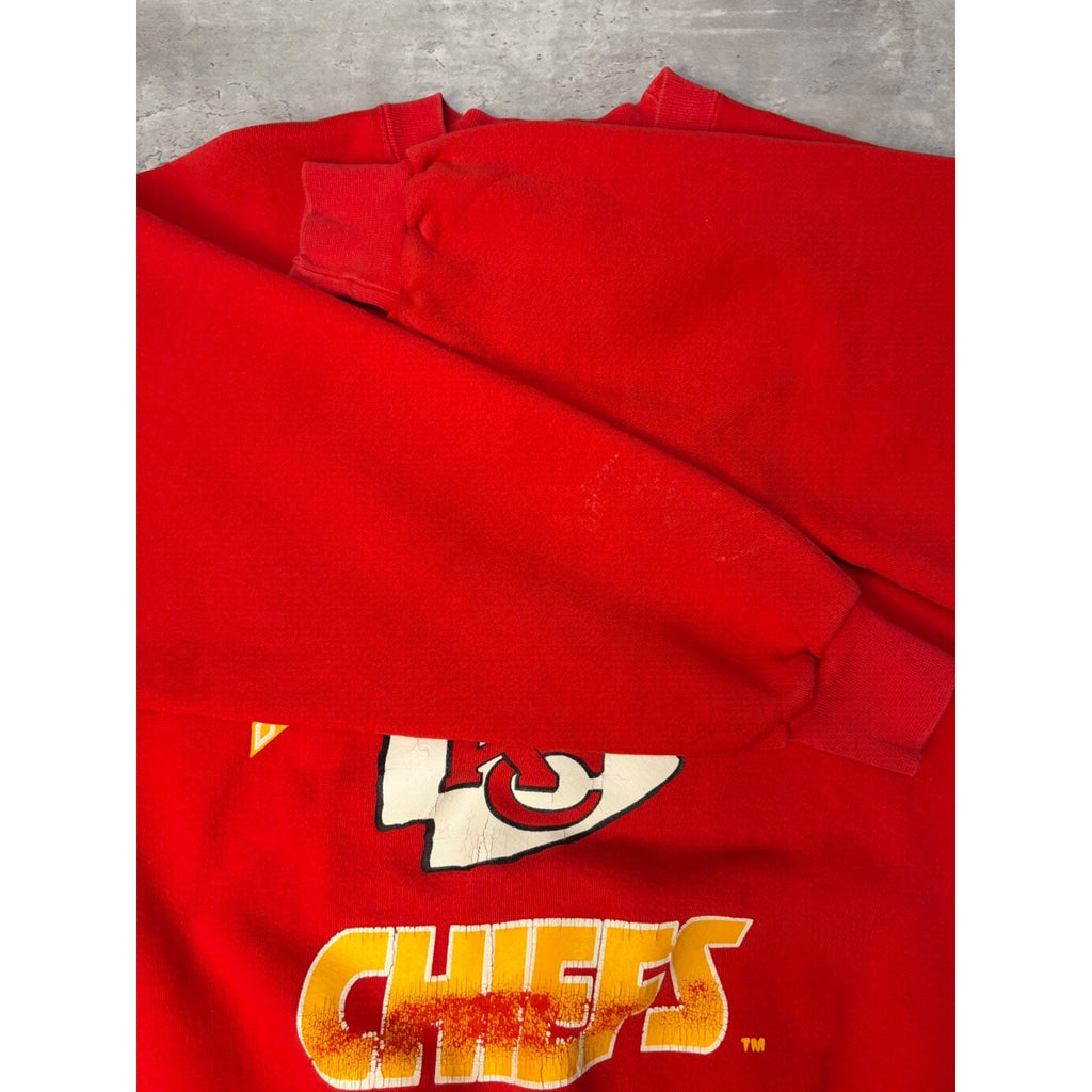 Vintage 90s Kansas City Chiefs NFL Graphic Spellout Football Sweatshirt Sz Large