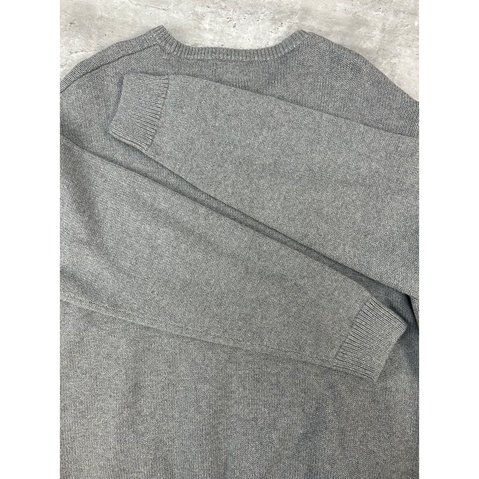 Vintage Chaps Embroidered Crest Pullover Ribbed Knit Sweater Size XL Gray