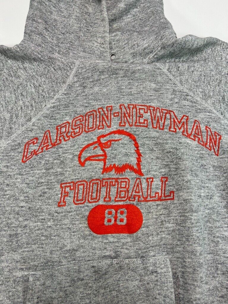 Vintage 80s Carson-Newman NCAA Football Hooded Champion Sweatshirt Size XL Gray