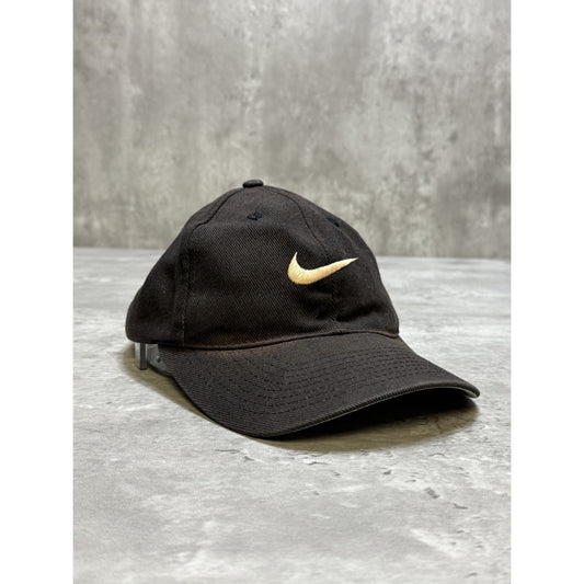 Vintage 90s Nike Embroidered Swoosh Black / White Snapback Hat OSFA