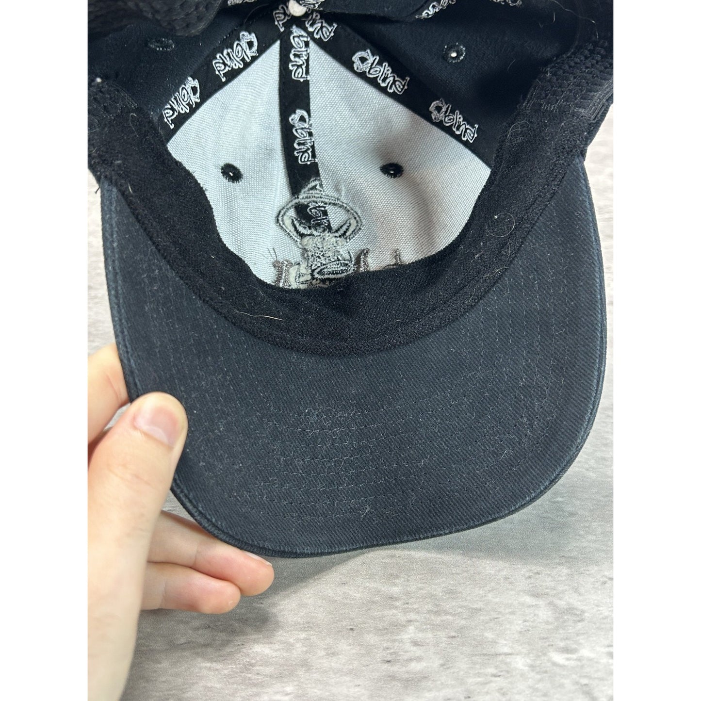 Vintage Y2K Blind Skateboards Embroidered Reaper Spellout Flex Fit Hat Small