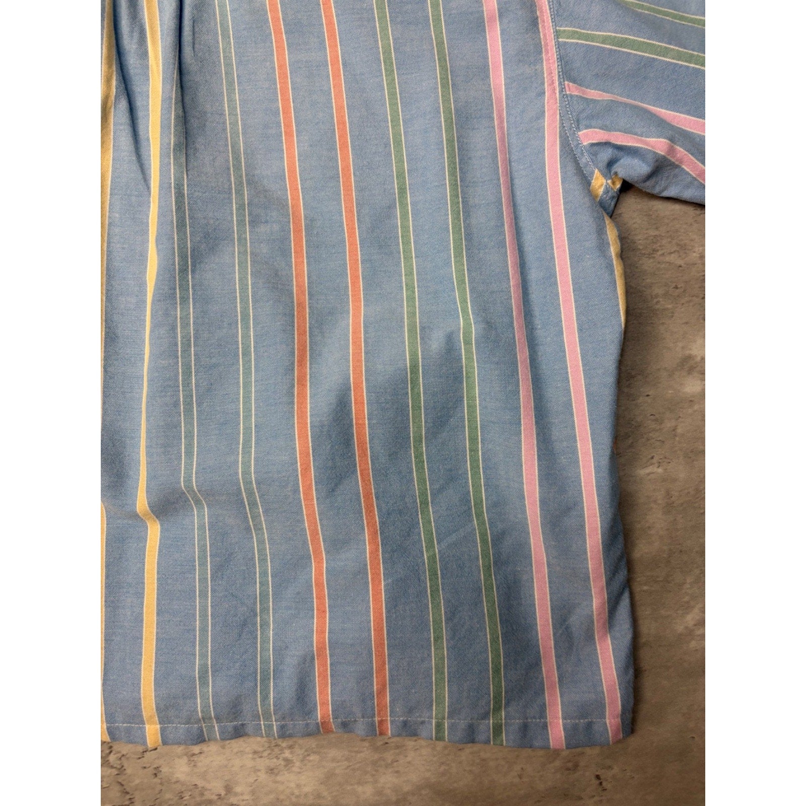 Vintage Dockers Striped Single Pocket Cropped Button Up Shirt Size Large