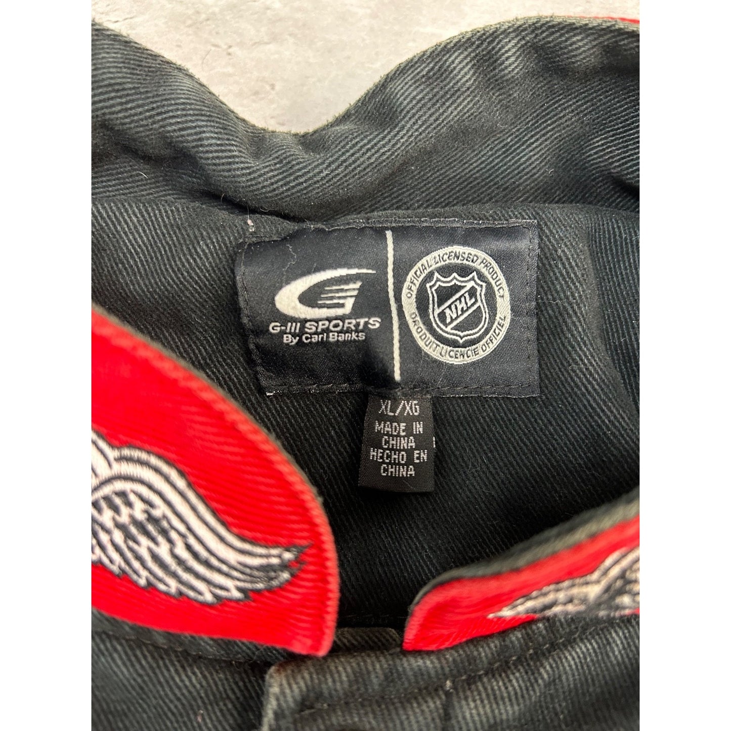 Vintage Detroit Red Wings NHL Embroidered Patched Bomber Jacket Size XL