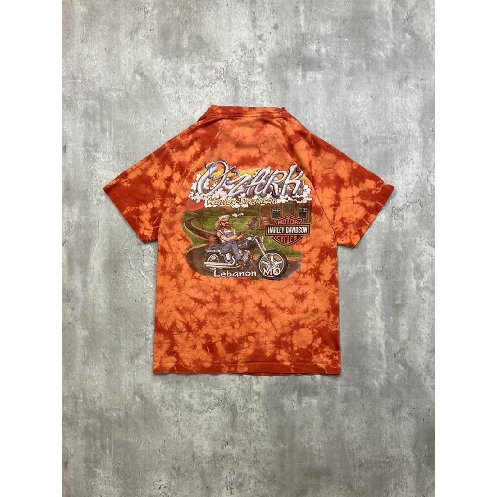 Vintage Harley Davidson Spellpout Graphic Tye-Dye T-Shirt Size Small