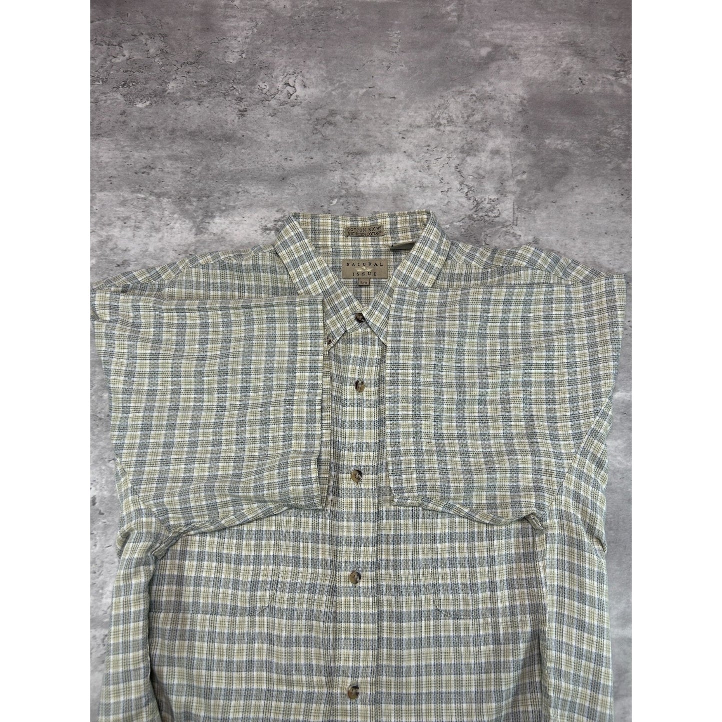 Vintage Natural Issue Plaid Single Pocket Cropped Button Up Shirt Size Large